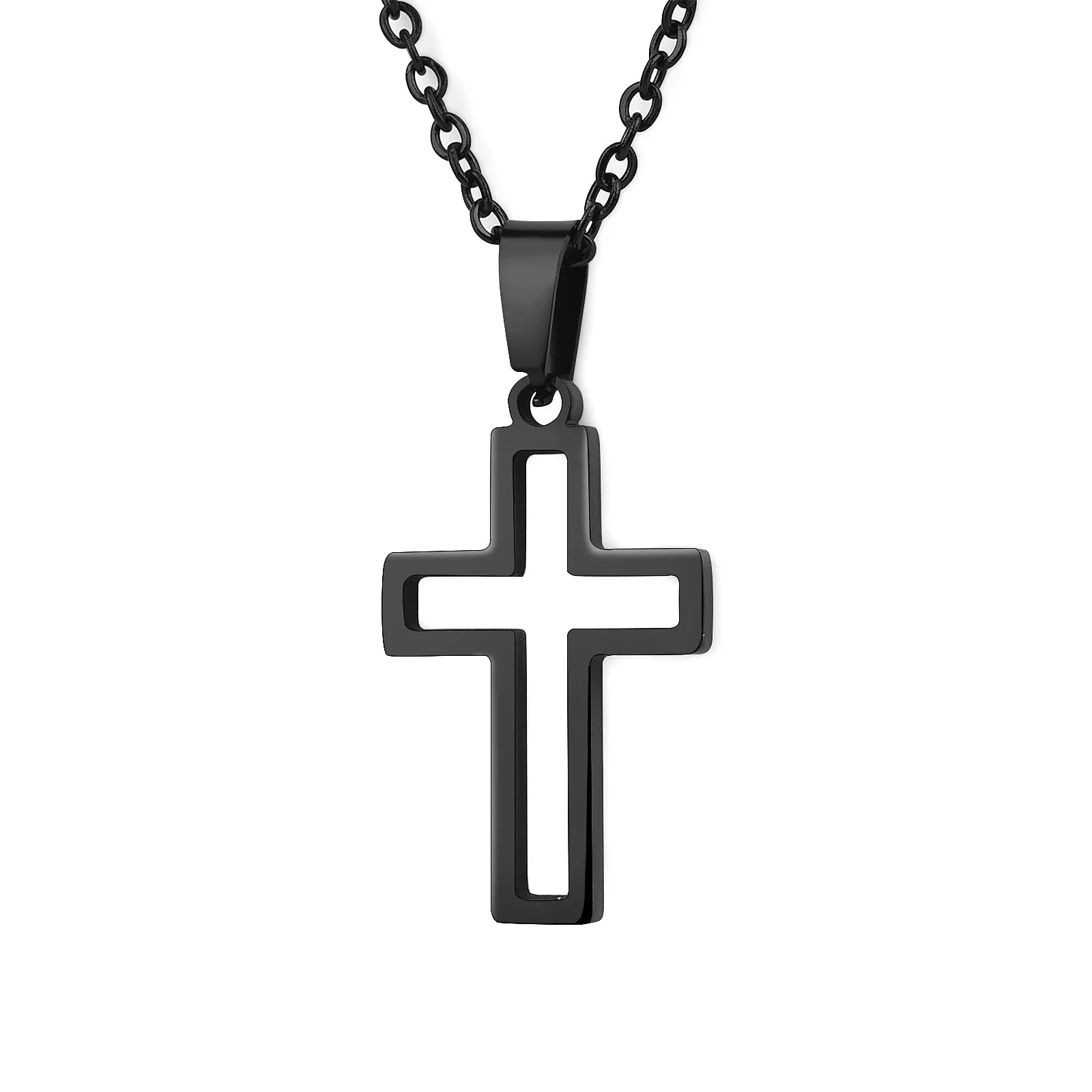 2023 Cross Pendant Necklace Women Men Stainless Steel Link Chain Charm Necklace Cool Boys Girls Punk Hip Hop Jewelry Gift