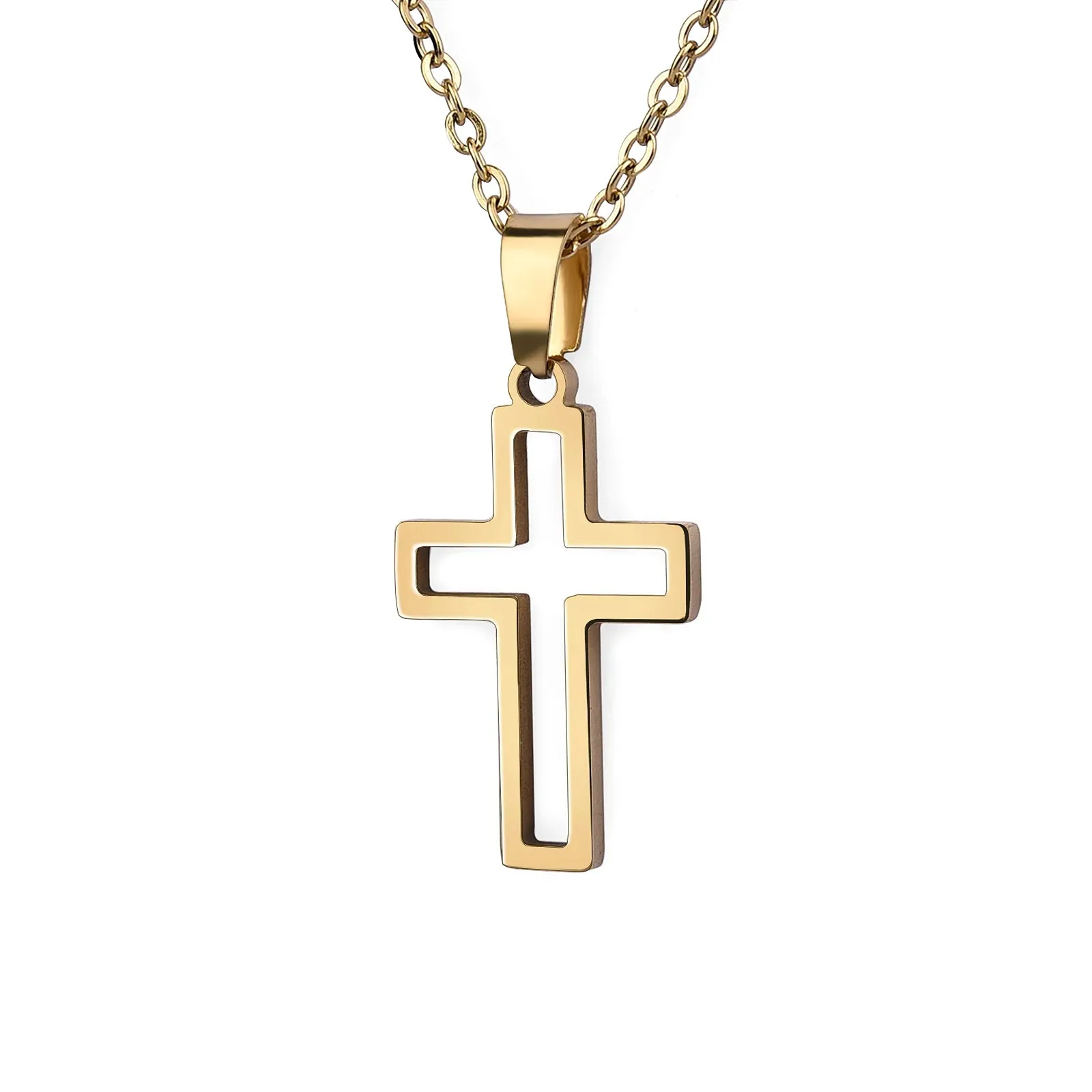 2023 Cross Pendant Necklace Women Men Stainless Steel Link Chain Charm Necklace Cool Boys Girls Punk Hip Hop Jewelry Gift