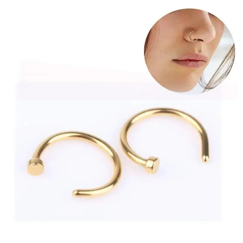 2Pc Stainless Steel Fake Nose Ring C Shape Septum Nose Piercing Lip Rings Ear Cartilage Piercing Women Body Jewelry Wholesale