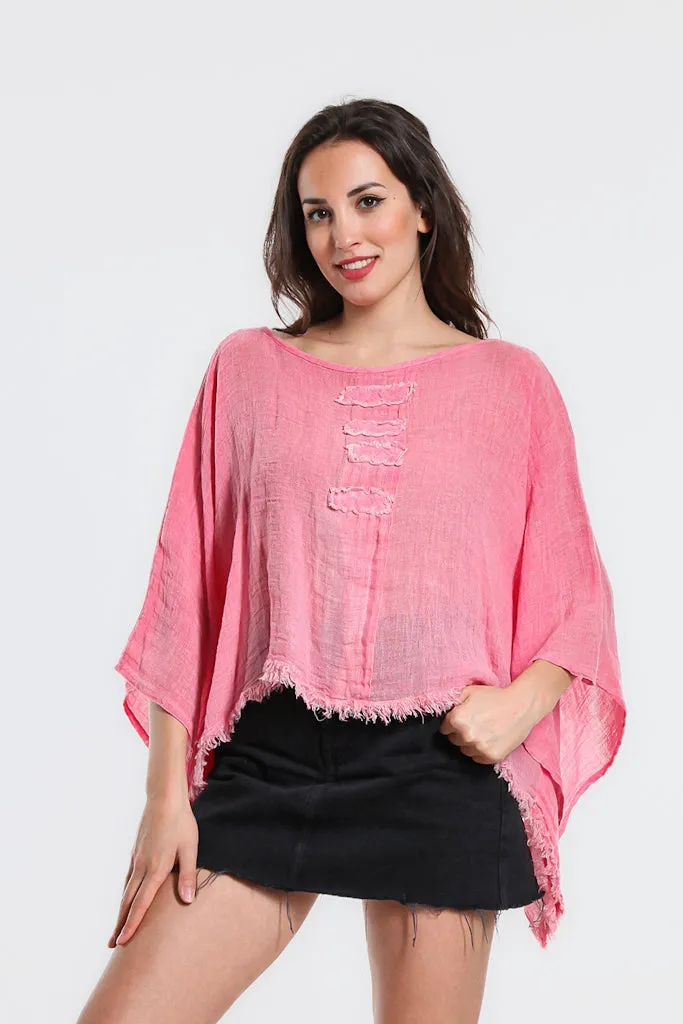 Aiyana Crinkle Linen Patch Top (BQ135)