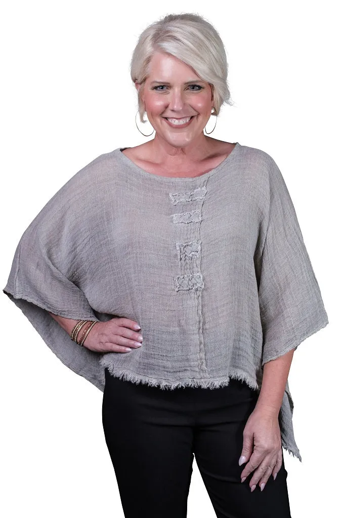 Aiyana Crinkle Linen Patch Top (BQ135)