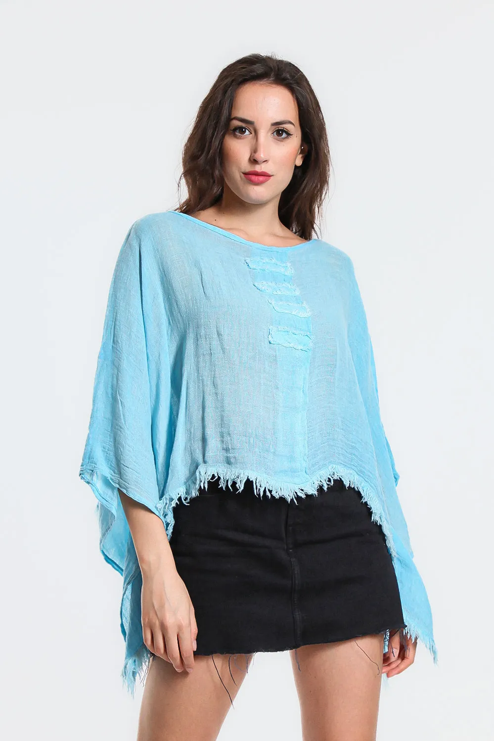 Aiyana Crinkle Linen Patch Top (BQ135)