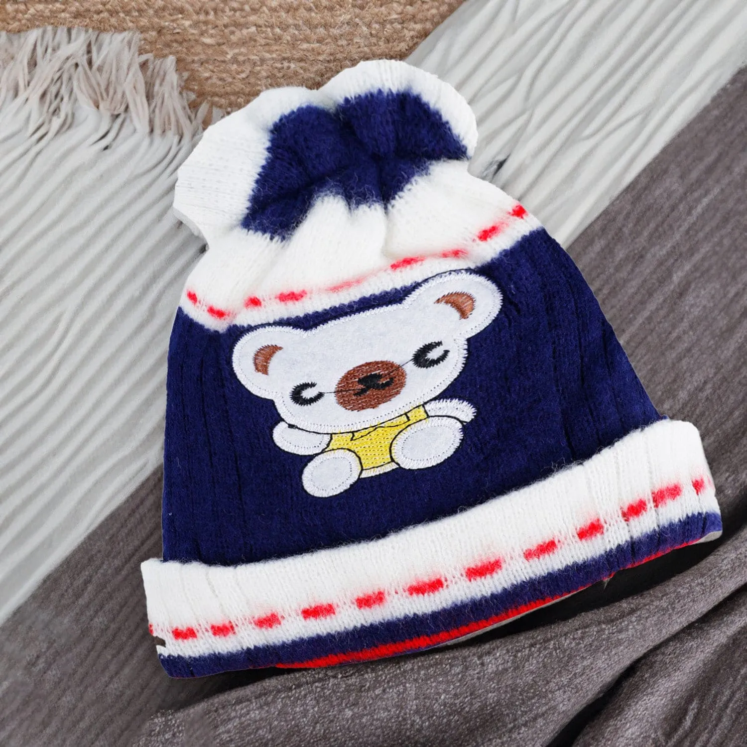 Baby Moo Koala Breathable Beanie Warm Knitted Woollen Cap - Navy