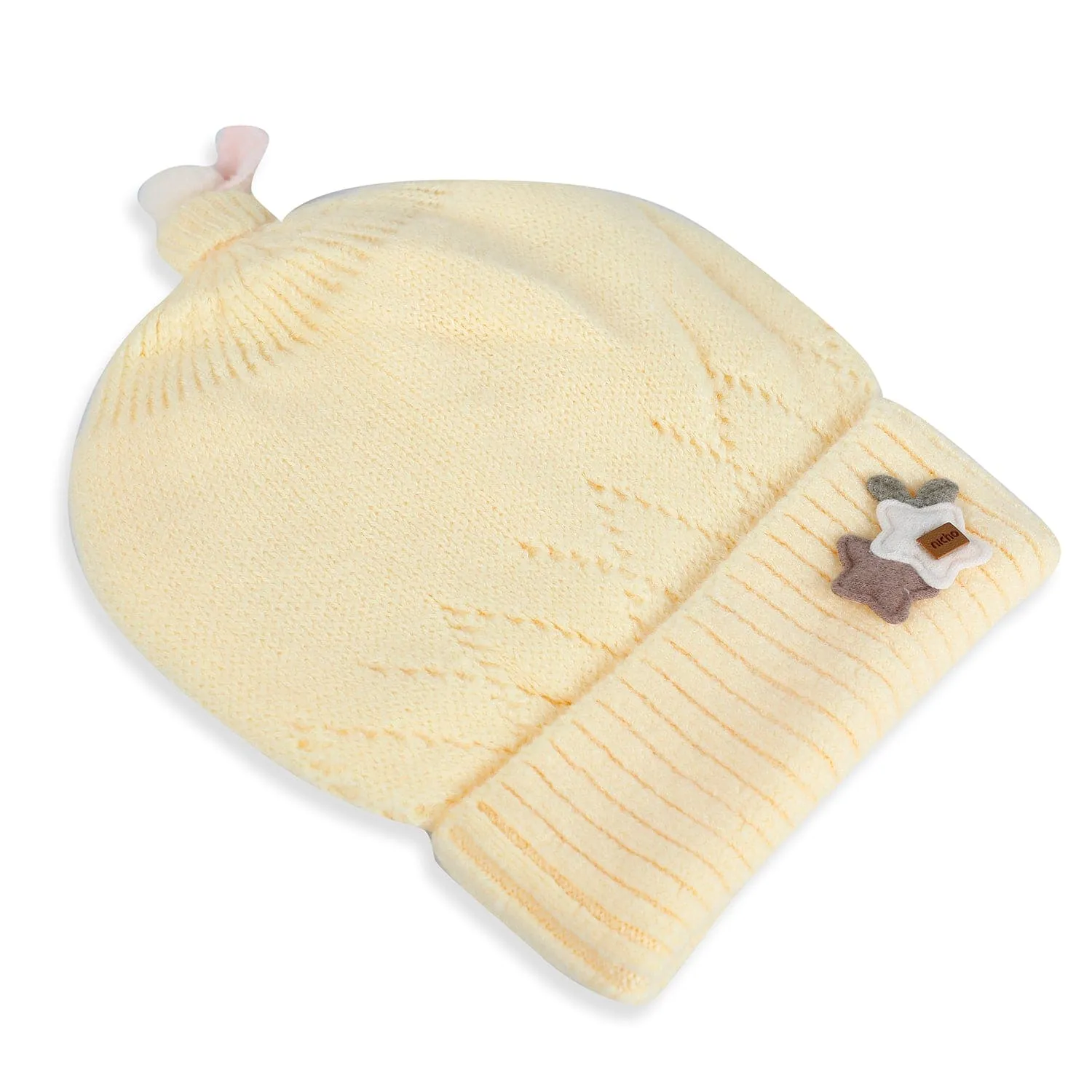 Baby Moo Star Breathable Beanie Warm Knitted Woollen Cap - Yellow