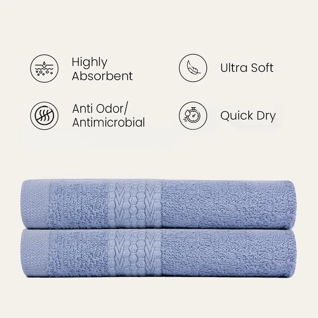 BePlush 450 GSM Bamboo Towel | Ultra Soft, Absorbent, & Quick Dry Towels for Gym, Travel (Hand Towel, Sky Blue, Pack of 2)