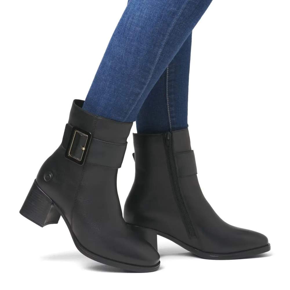 Black Heeled Buckle Boot