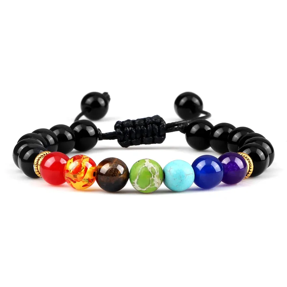 Black Lava Stone Crown Charm Tiger Eye Beads Bracelet For Men Women Braided Bracelets Handmade Adjustable Jewelry Pulseira