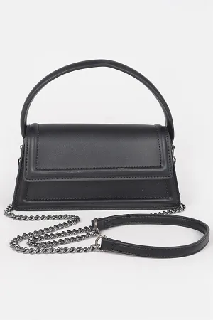 Black Vegan Leather Purse with Chain