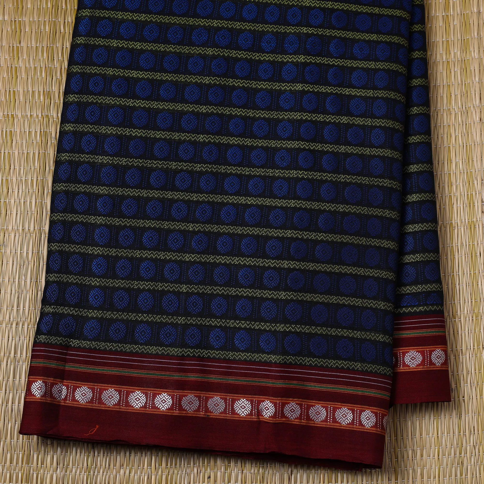 Blue - Traditional Khun Weave Cotton Fabric 16