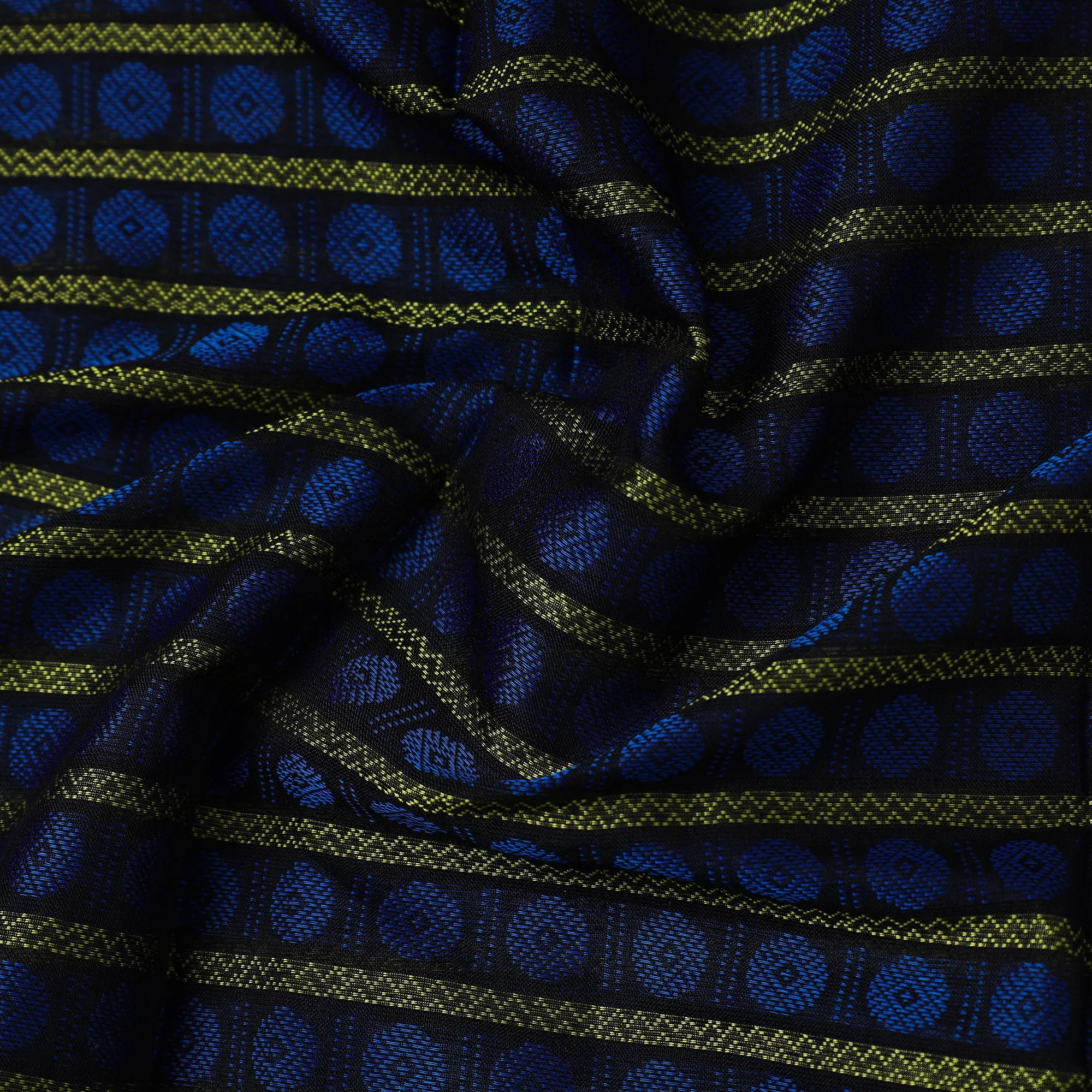 Blue - Traditional Khun Weave Cotton Fabric 16