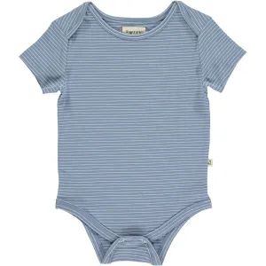 Blue Walty Soft Stripe Short Sleeve Onesie