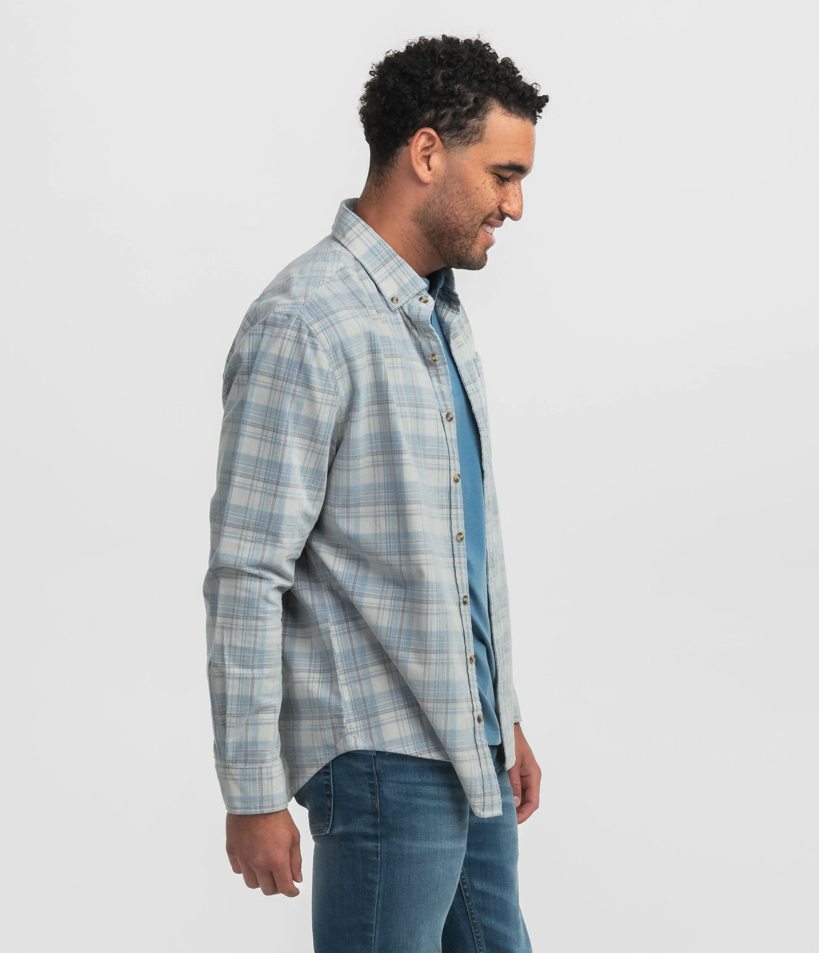 Braxton Lightweight Cord Flannel - Skyline