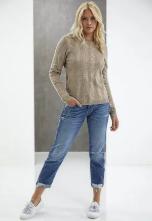 Brodie Cashmere Snake Foil Rolo Round Sweater