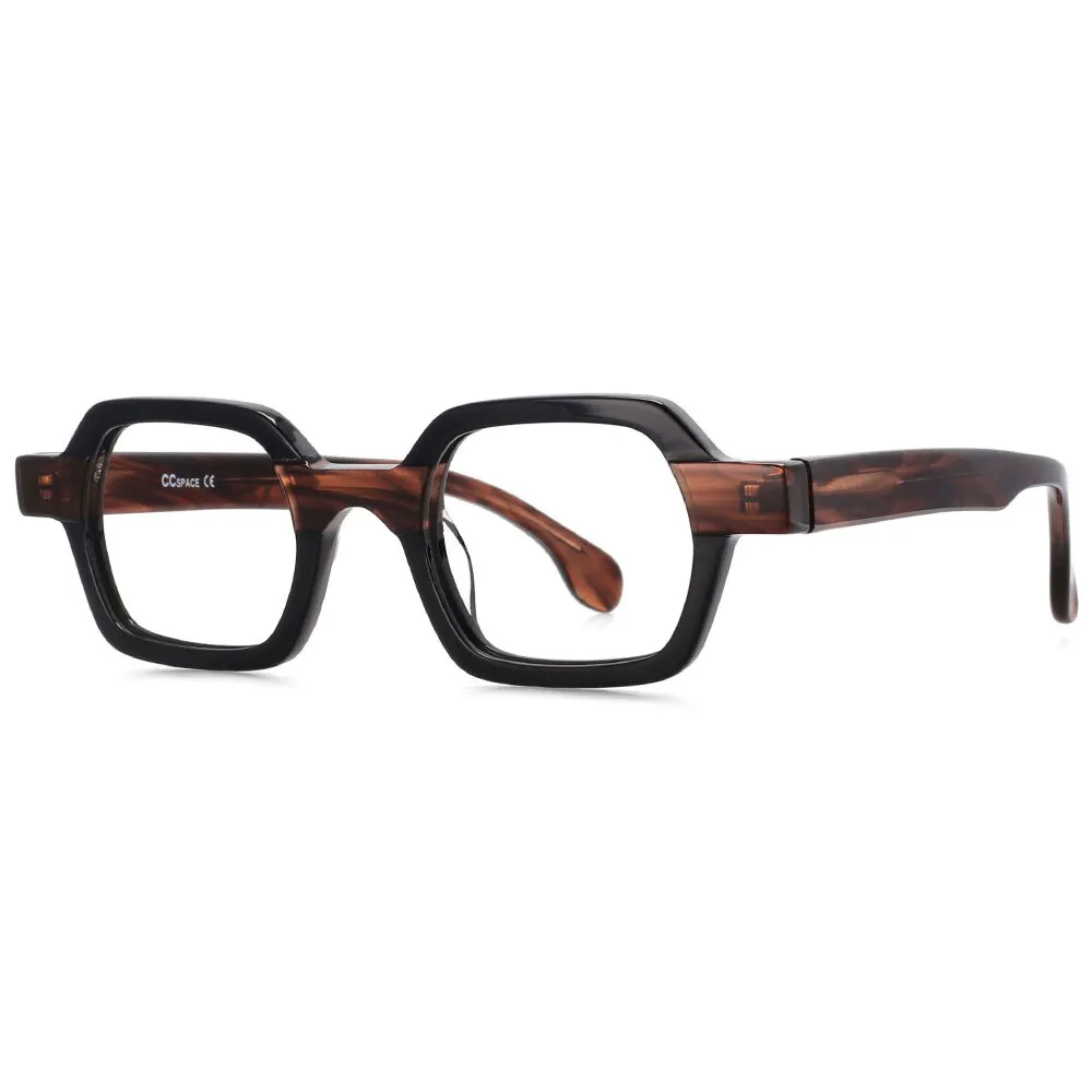 CCspace Unisex Full Rim Square Acetate Small Punk Frame Eyeglasses 49804