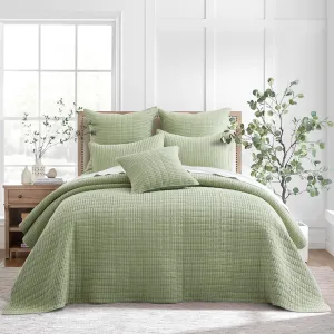 classic Mills Waffle - King/Cal King Quilt Set - Grey Cotton Waffle - Quilt Size (106 x 92in.), Sham Size (36 x 20in.) Desert Sage King Quilt