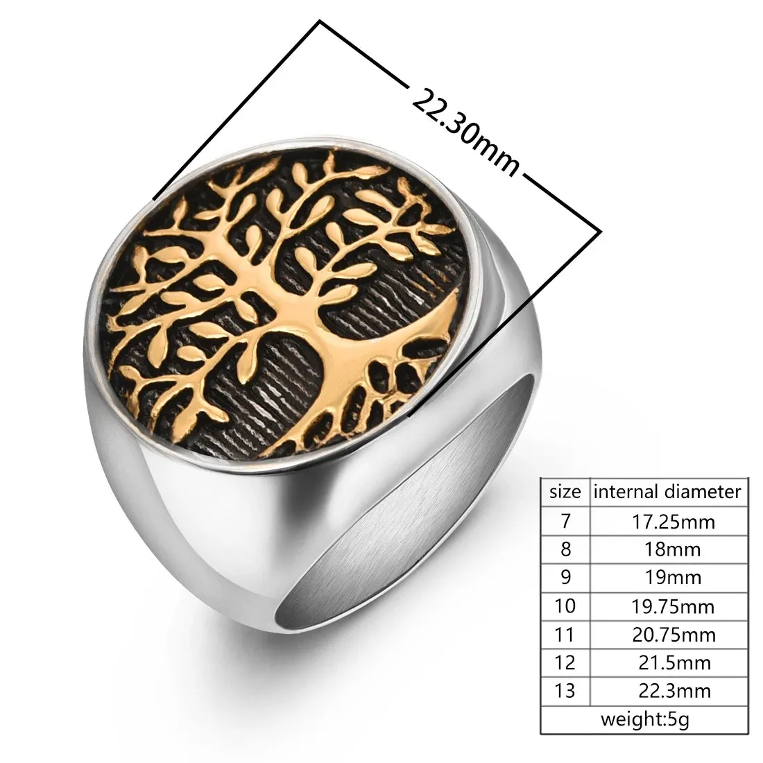 Classic Punk Style Tree Of Life Thick Rings For Men Stainless Steel Gothic Jewelry Ring Sport Party Charm Rings Wholesale Gift