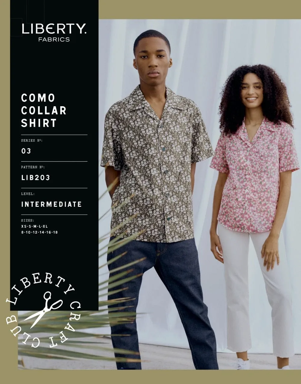 Como Unisex Collar Shirt Sewing Pattern, Liberty Fabrics