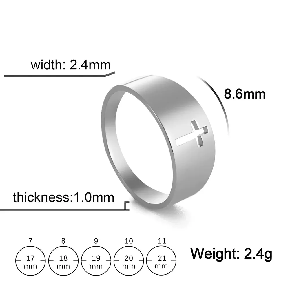 COOLTIME Gothic Cross Couple Rings Stainless Steel Jesus Cross Finger Ring for Men Women 2024 Fashion Punk Jewelry Wedding Gift