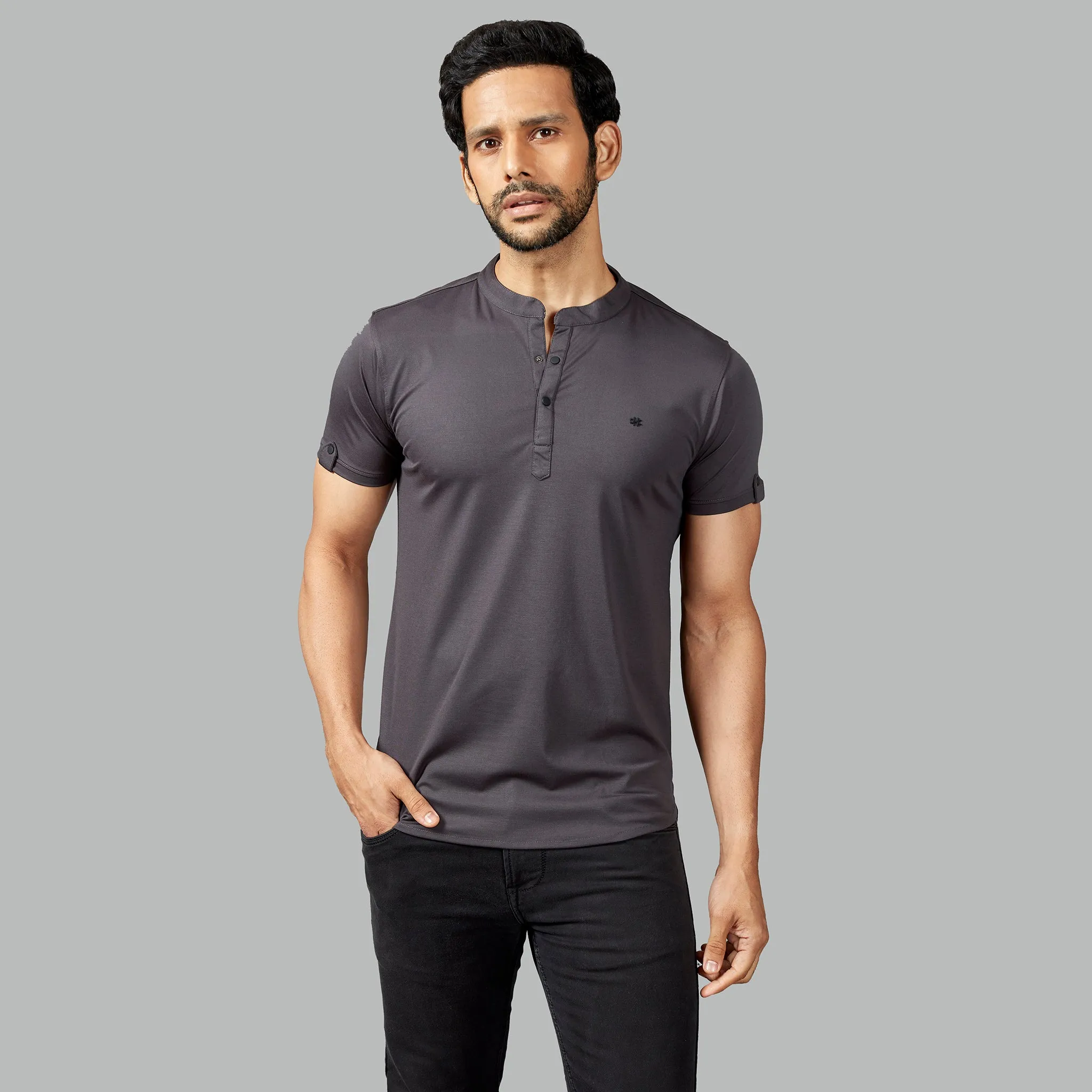 Dark Grey Henley T-shirt