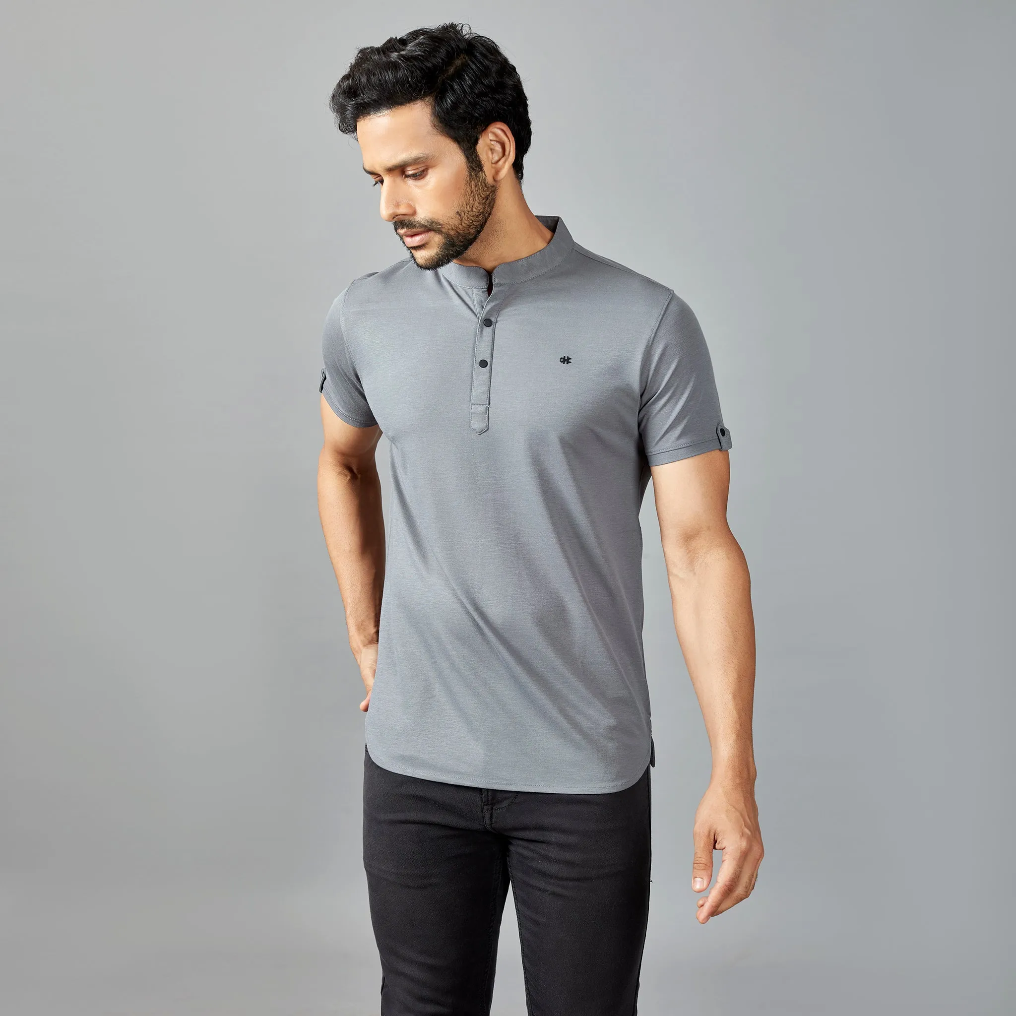 Dark Grey Henley T-shirt