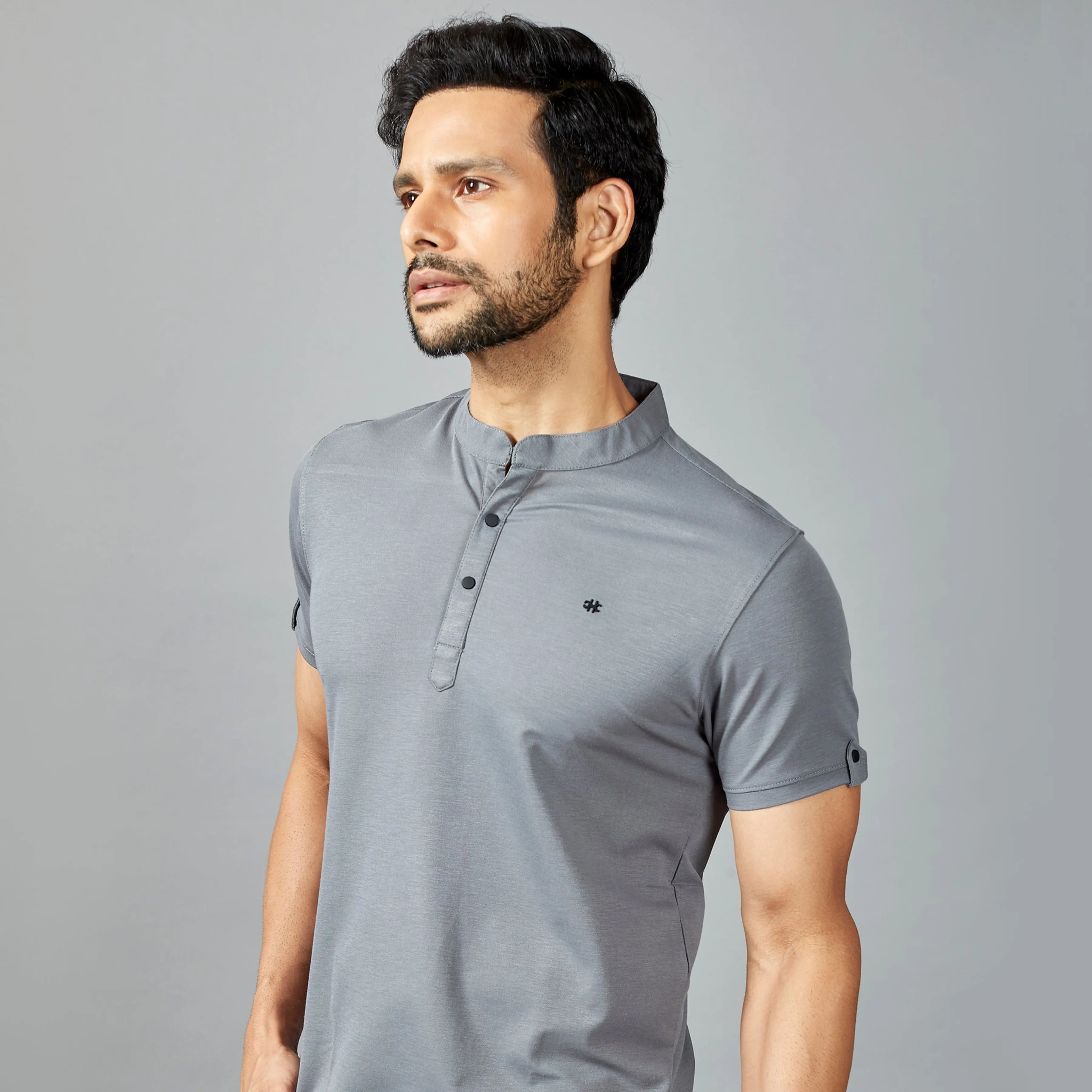 Dark Grey Henley T-shirt