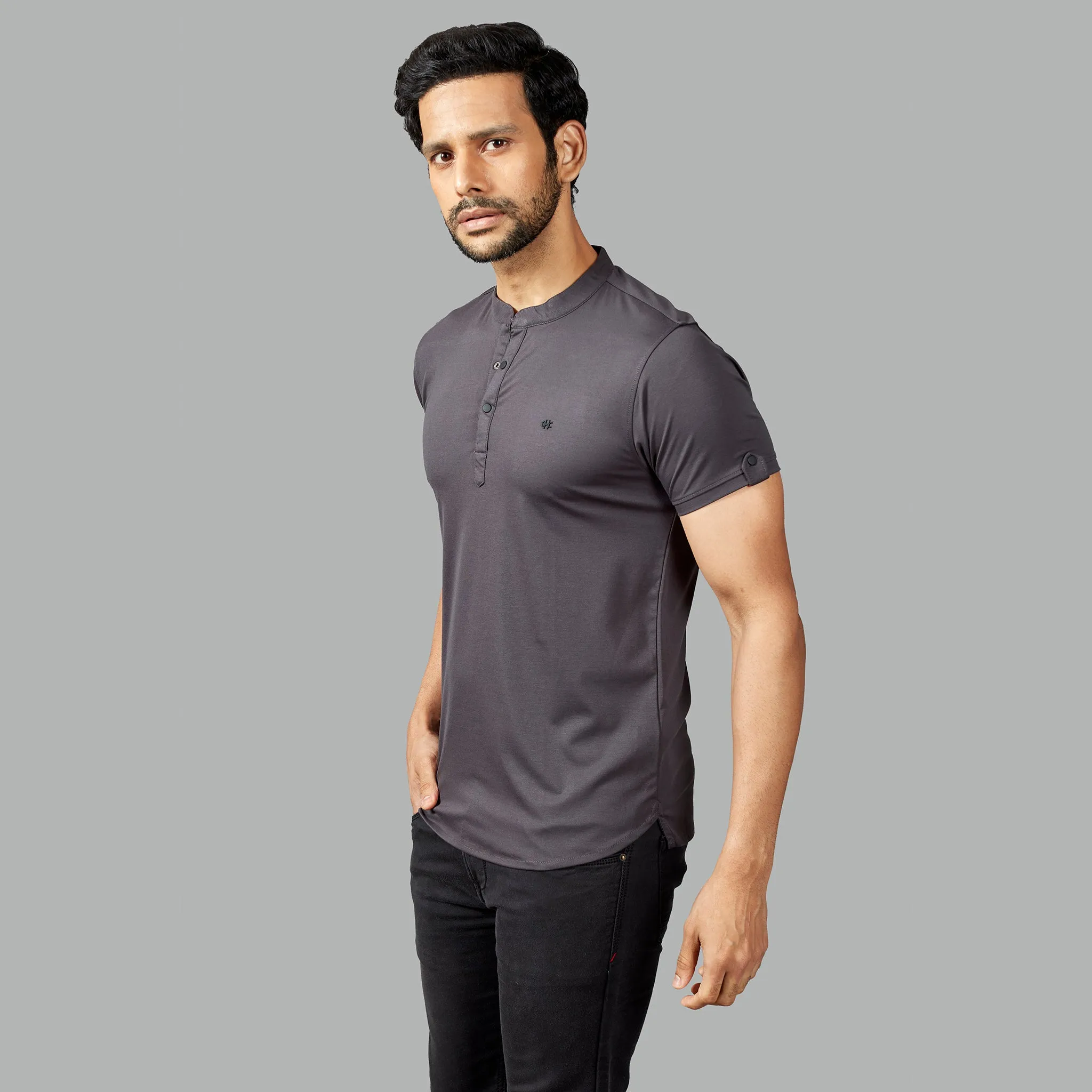 Dark Grey Henley T-shirt