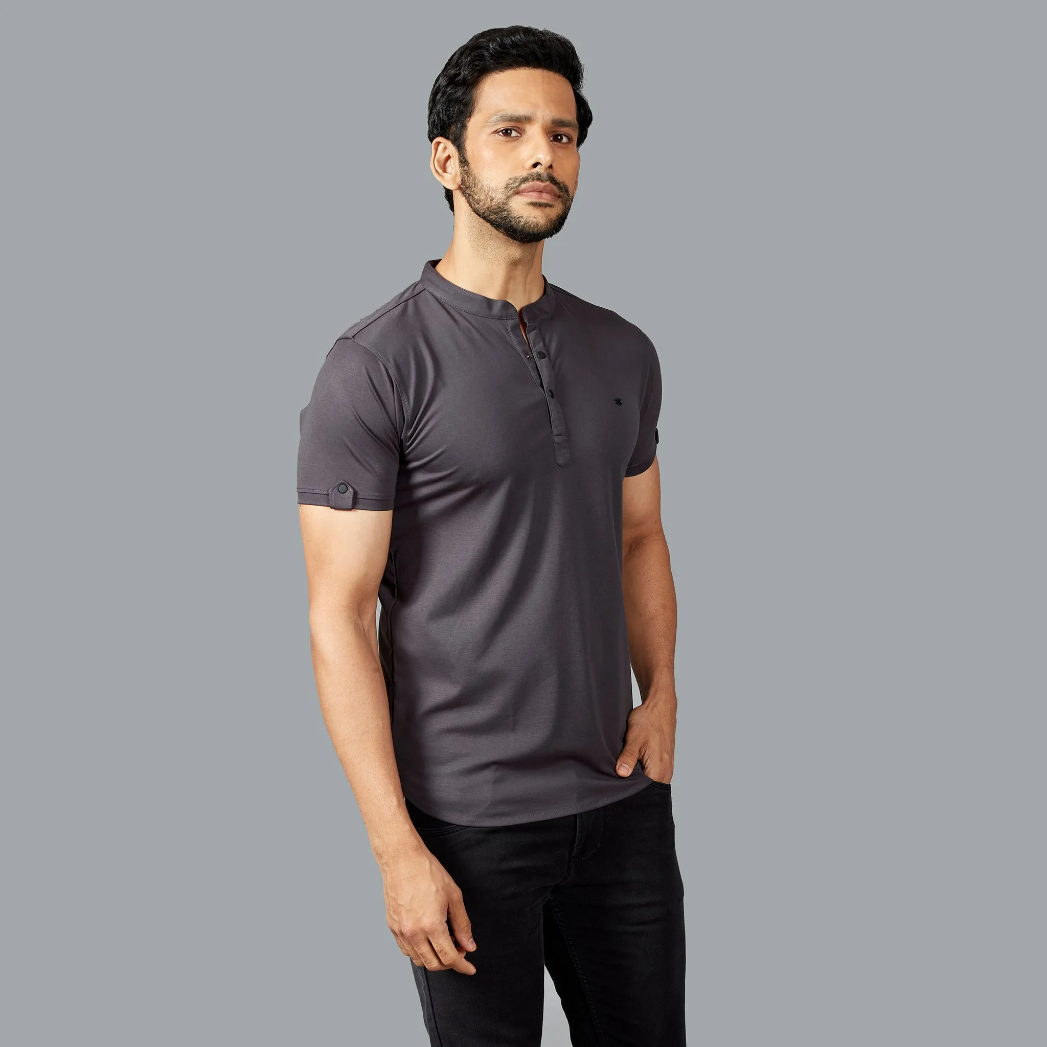 Dark Grey Henley T-shirt