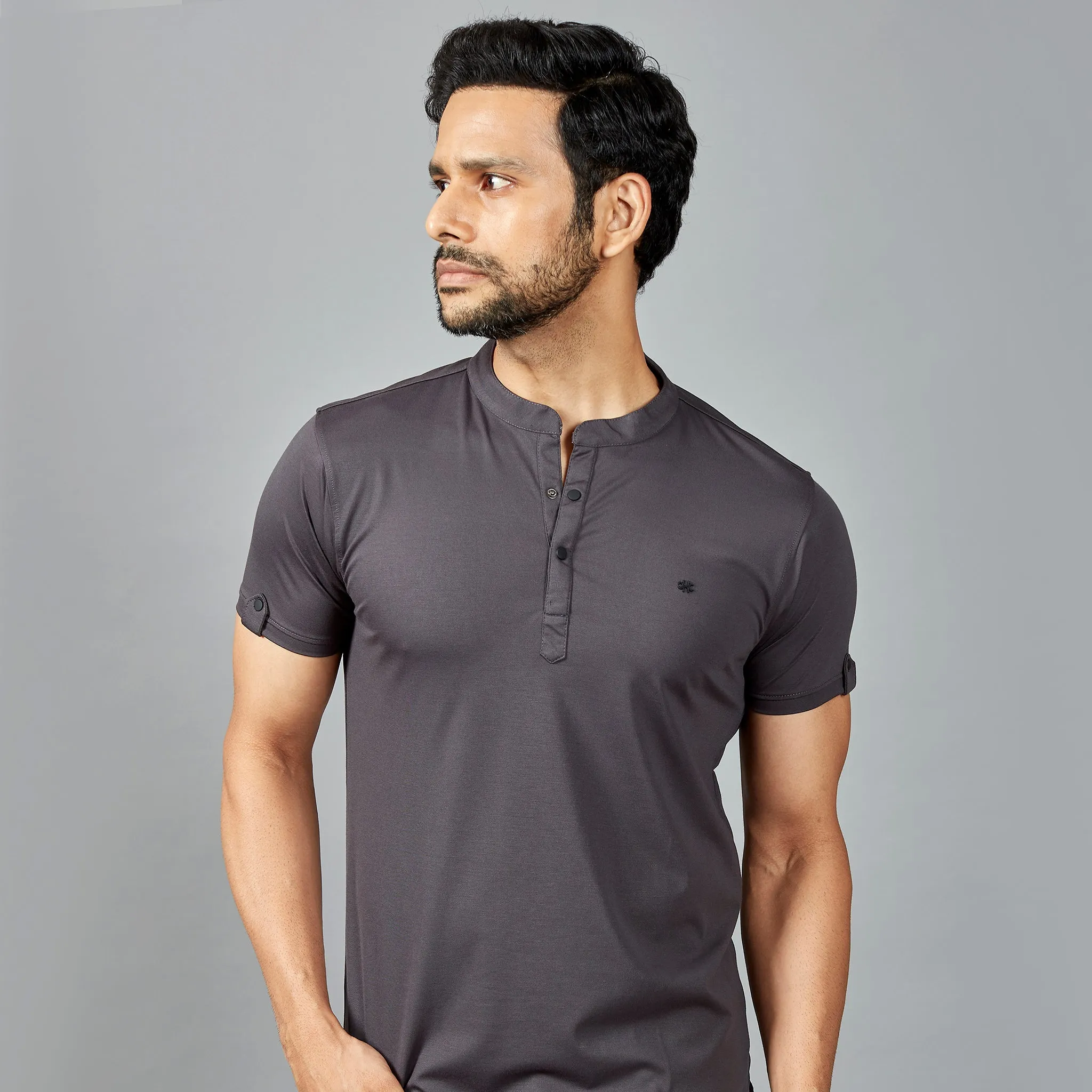 Dark Grey Henley T-shirt