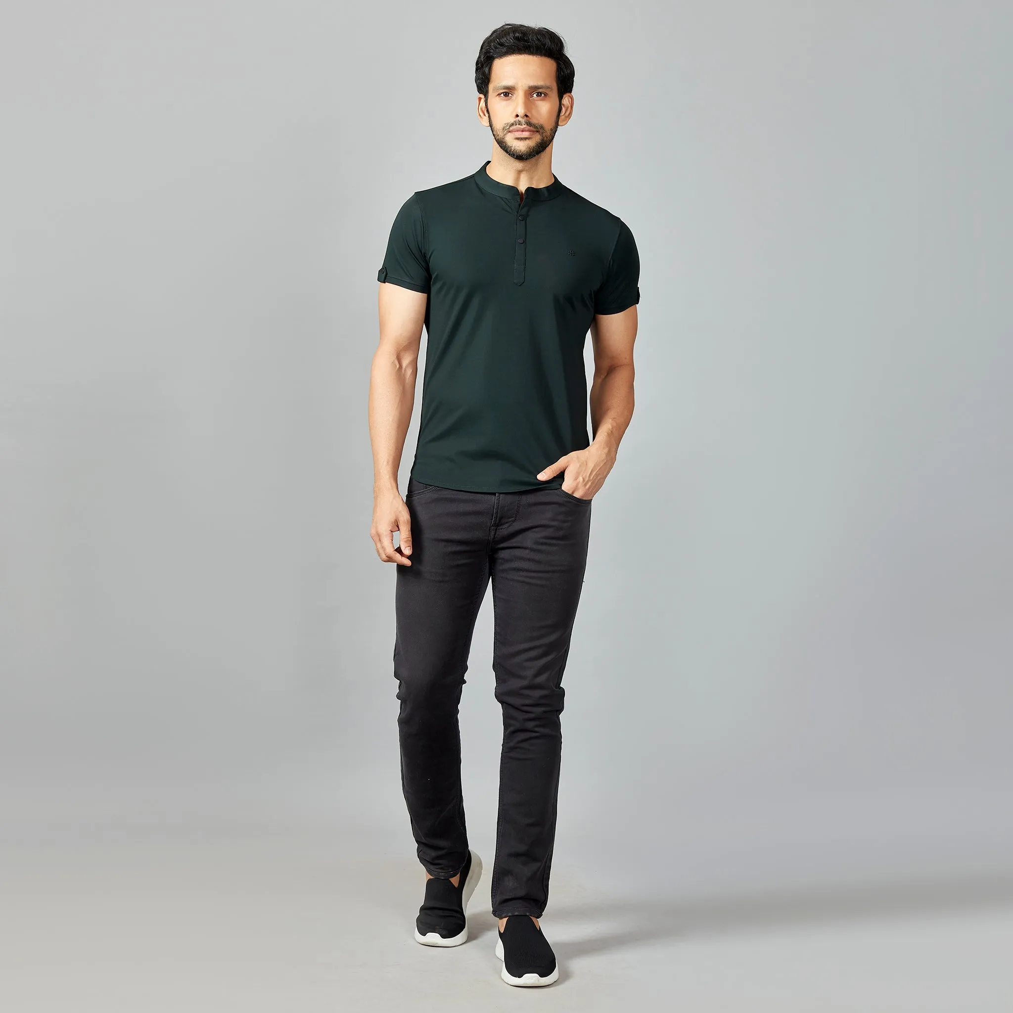 Dark Grey Henley T-shirt