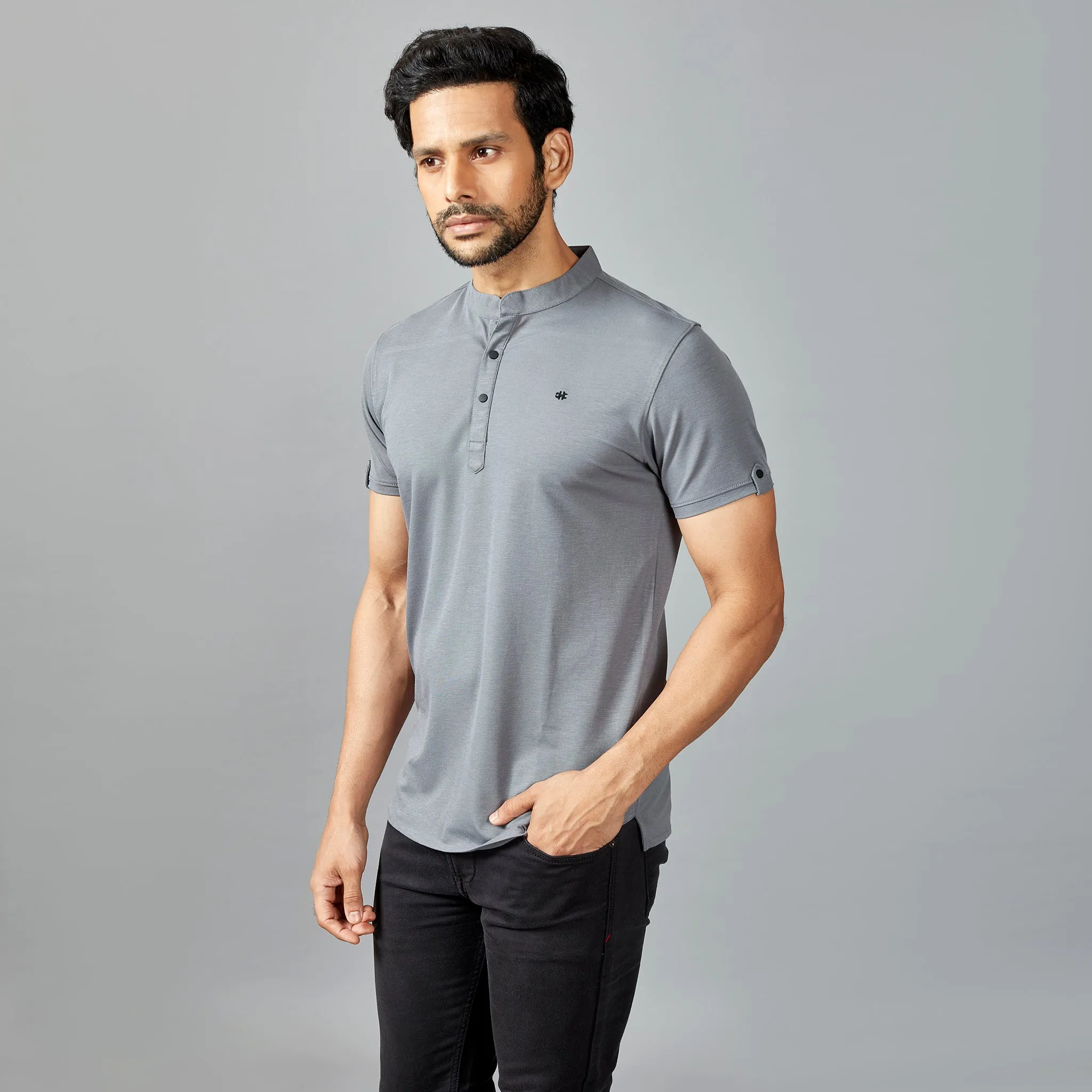 Dark Grey Henley T-shirt