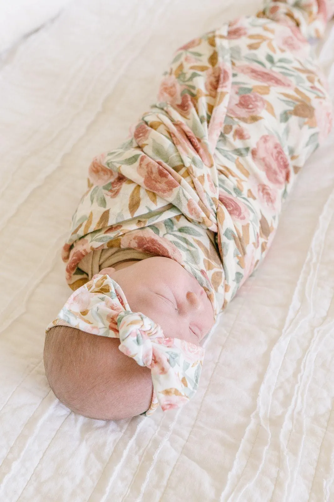 Dusty Pink Floral Muslin Swaddle Blanket