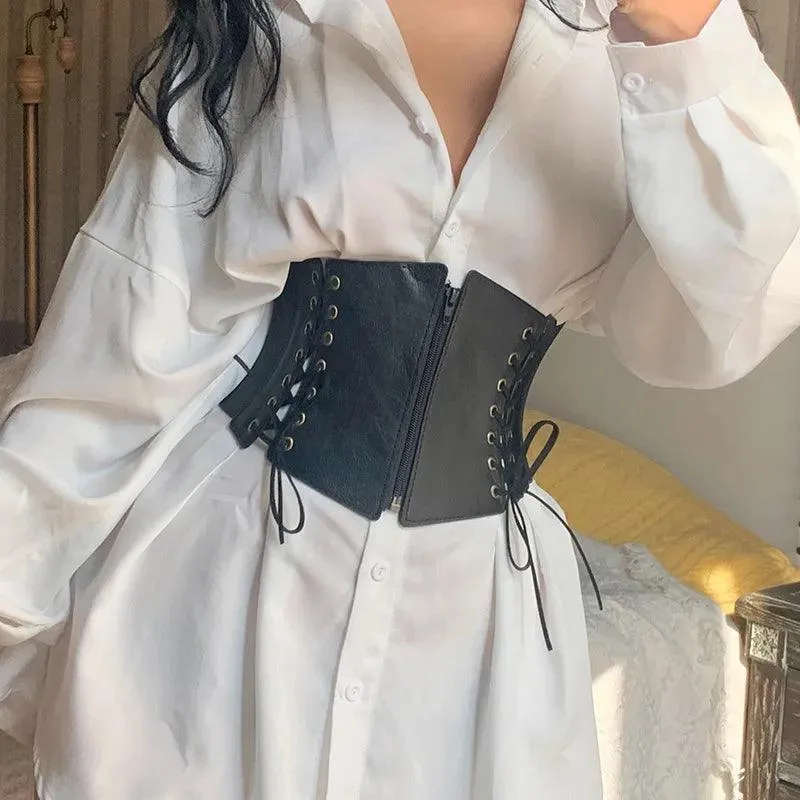 Fashion Punk PU Leather Corset Belt: Gothic Waist Girdle - Hip Hop Statement Piece