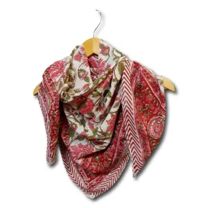 Fiorella Lightweight Soft Cotton Floral Scarf for Women, Delicate Pink