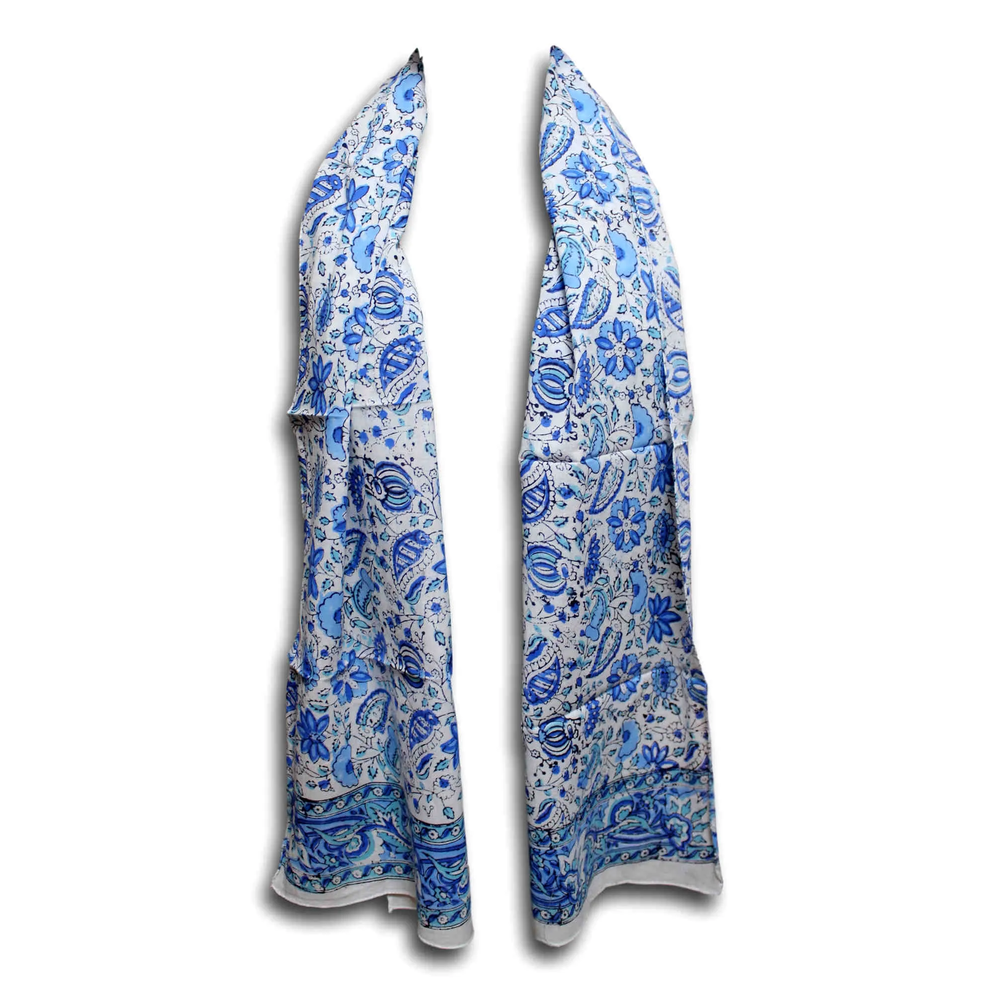 Fiorella Lightweight Soft Cotton Floral Scarf for Women, Sea Haze