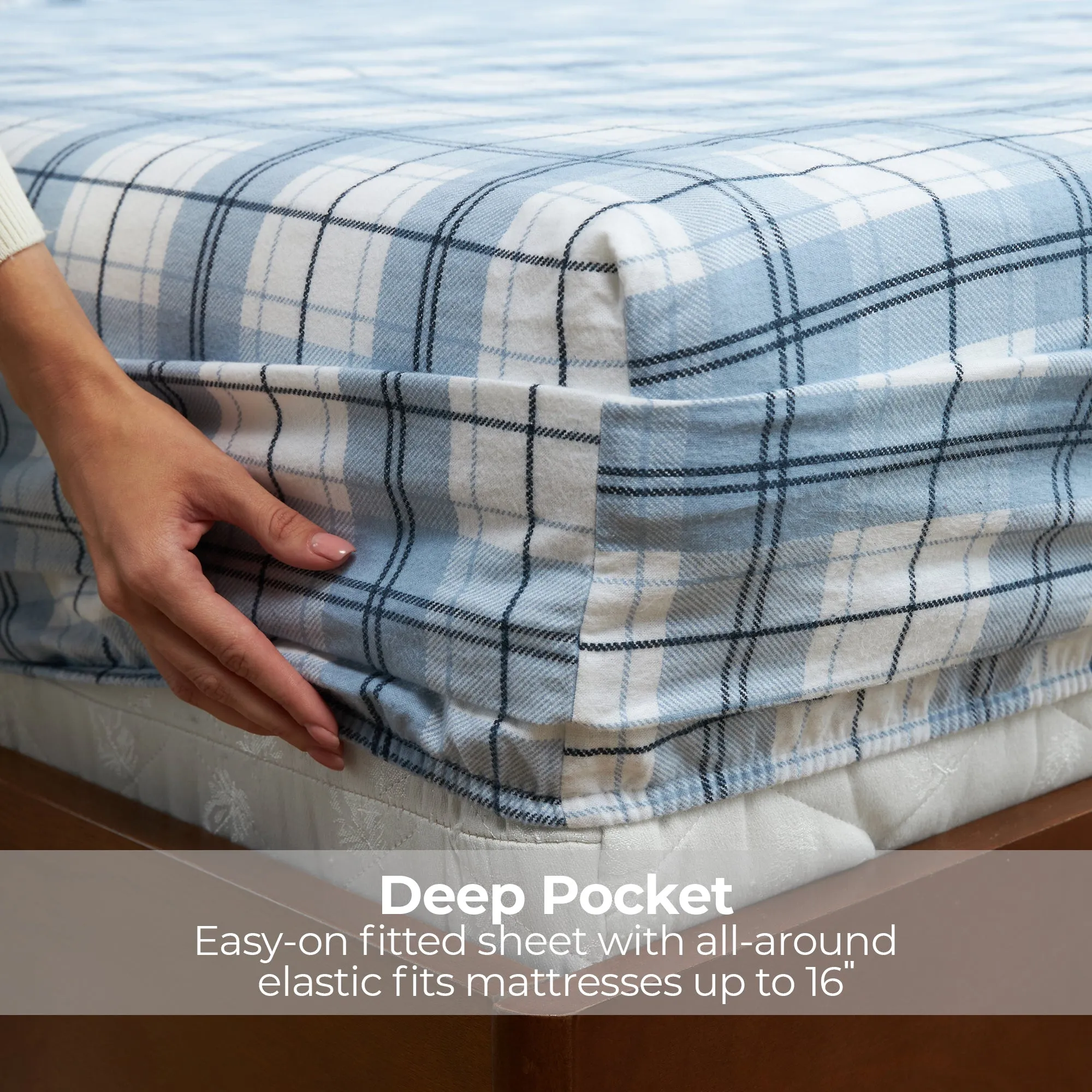 Flannel Cotton Sheet Set, Lightweight 160GSM