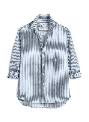 Frank & Eileen - Eileen Woven Button Up in Navy Blue Stripe