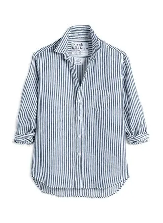 Frank & Eileen - Eileen Woven Button Up in Navy Blue Stripe