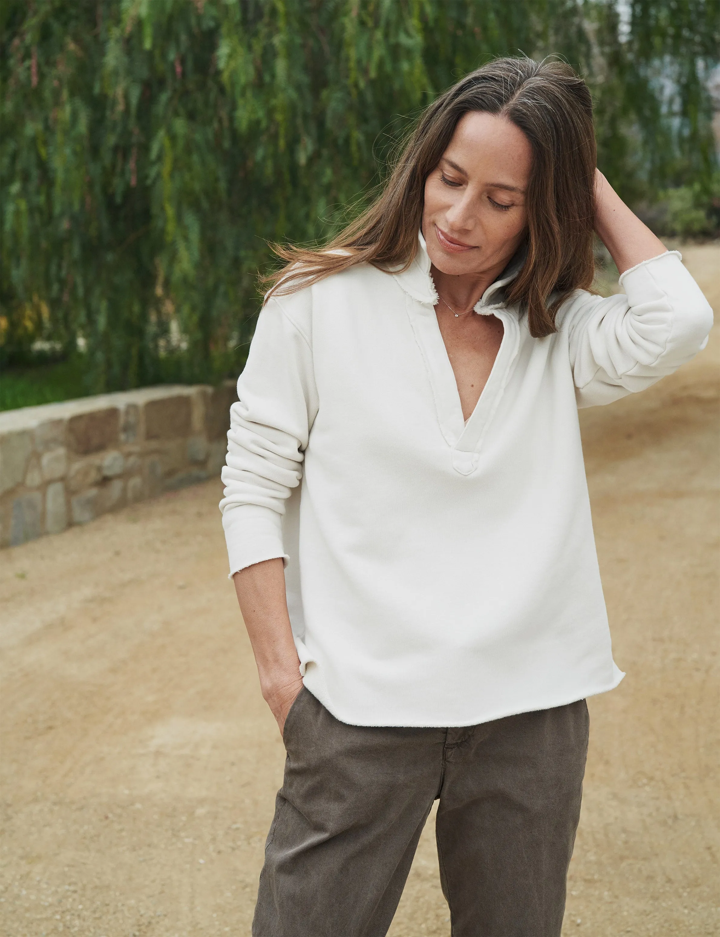 Frank & Eileen - Patrick Popover Henley in Vintage White