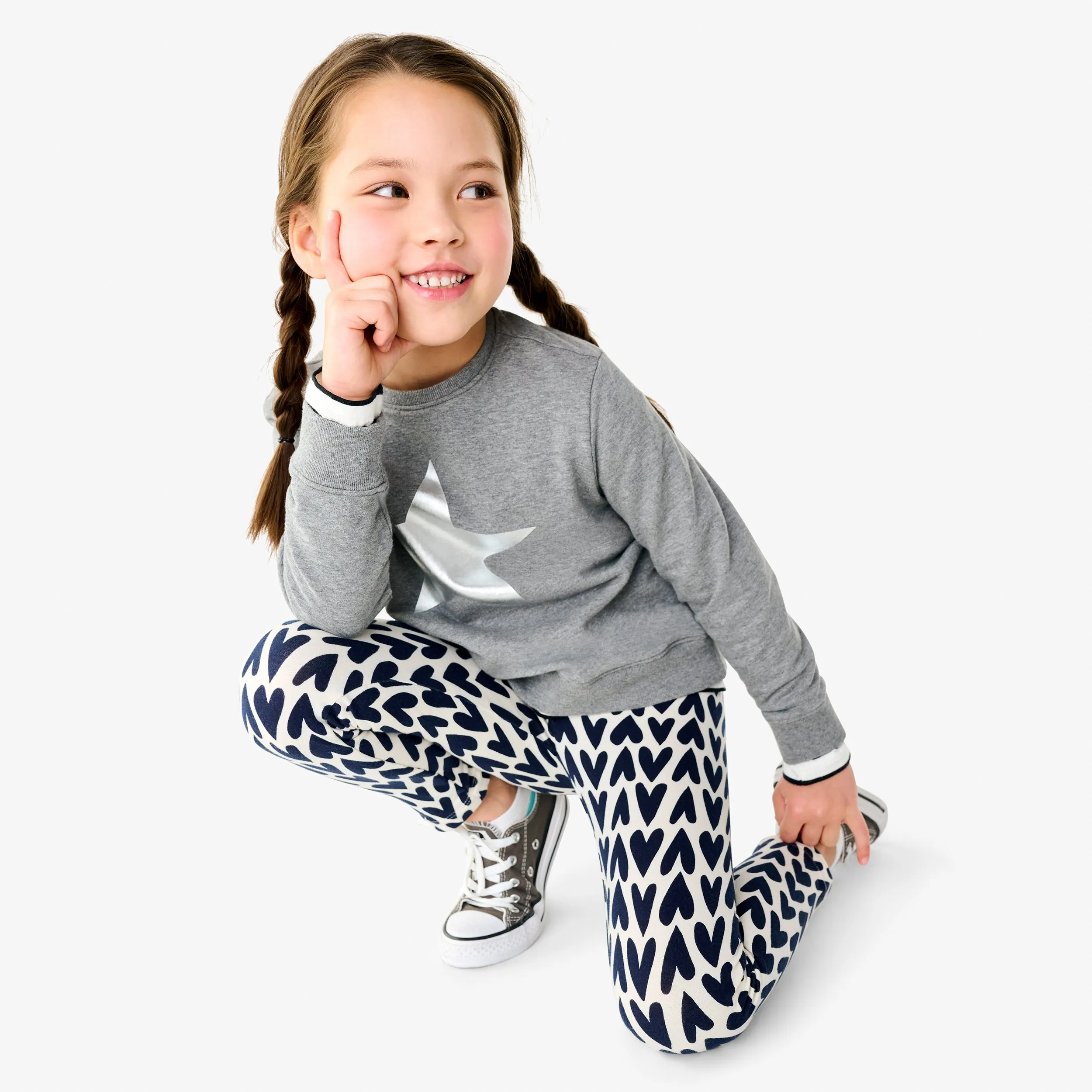 French terry cozy legging in cutout heart