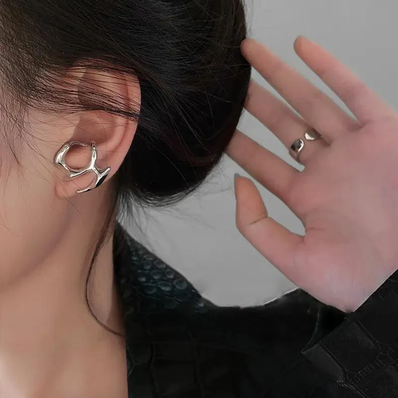 Funky Liquid Metal Cutout Earrings: Edgy Hip-Hop Fashion Accessories