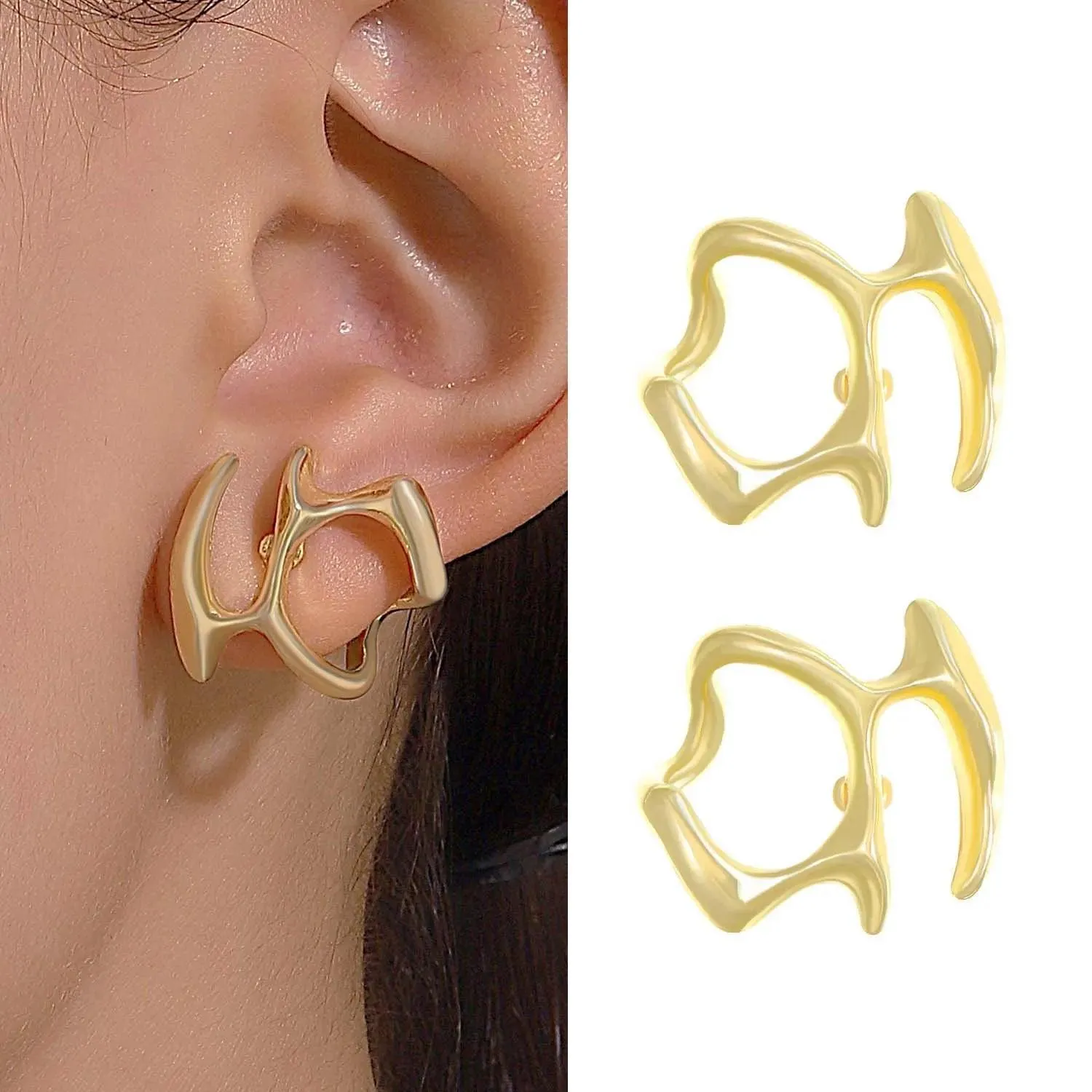 Funky Liquid Metal Cutout Earrings: Edgy Hip-Hop Fashion Accessories