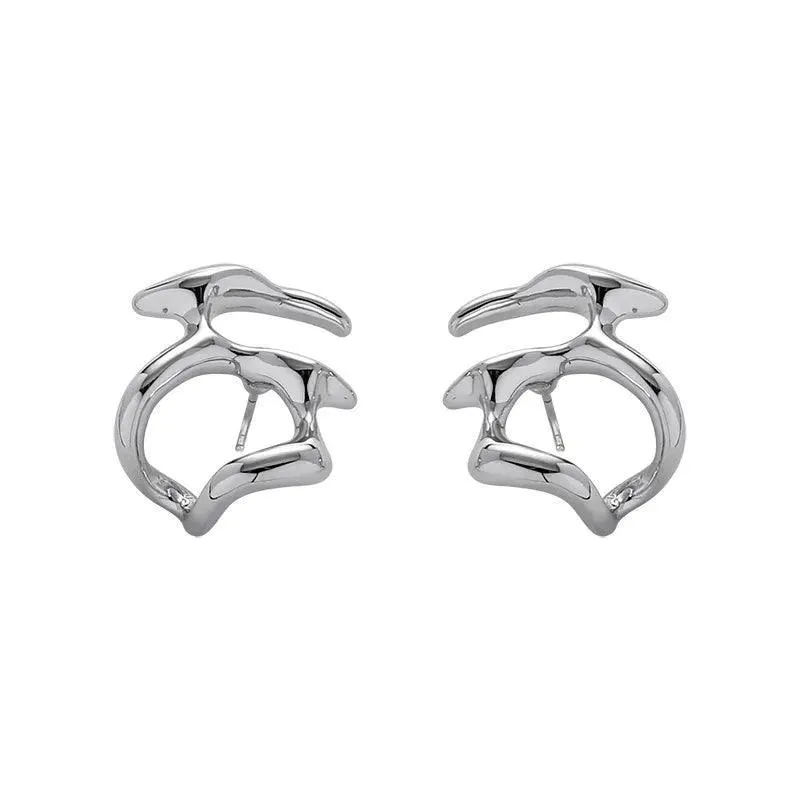 Funky Liquid Metal Cutout Earrings: Edgy Hip-Hop Fashion Accessories