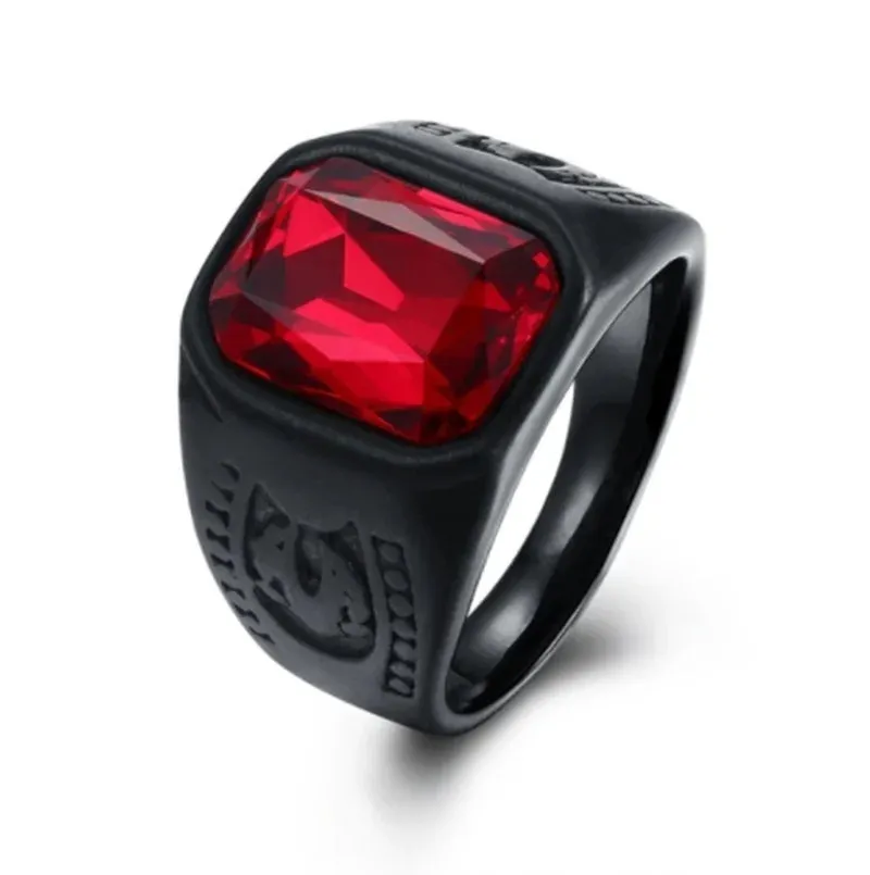 Gothic Blue Red Black Crystal Devil Dragon Claw Ring Men's Fashion Trend Exquisite Casual Street Cool Rider Ring Jewelry