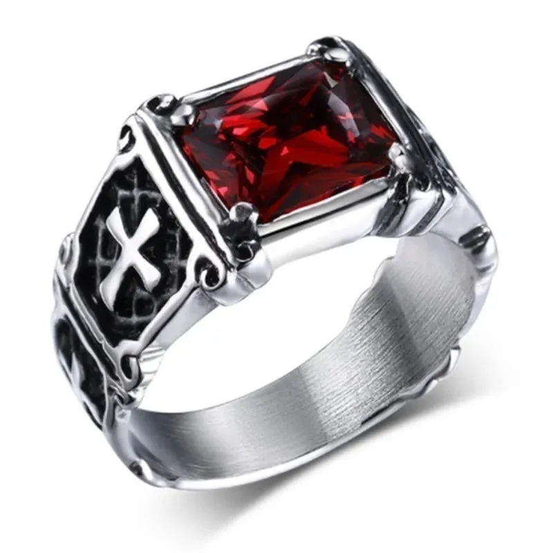 Gothic Blue Red Black Crystal Devil Dragon Claw Ring Men's Fashion Trend Exquisite Casual Street Cool Rider Ring Jewelry