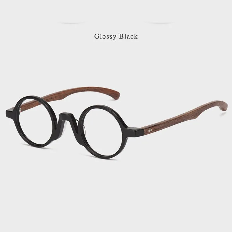 Hdcrafter Unisex Full Rim Round Wood Eyeglasses 5610d