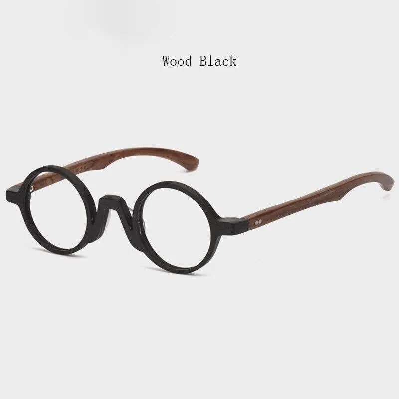 Hdcrafter Unisex Full Rim Round Wood Eyeglasses 5610d