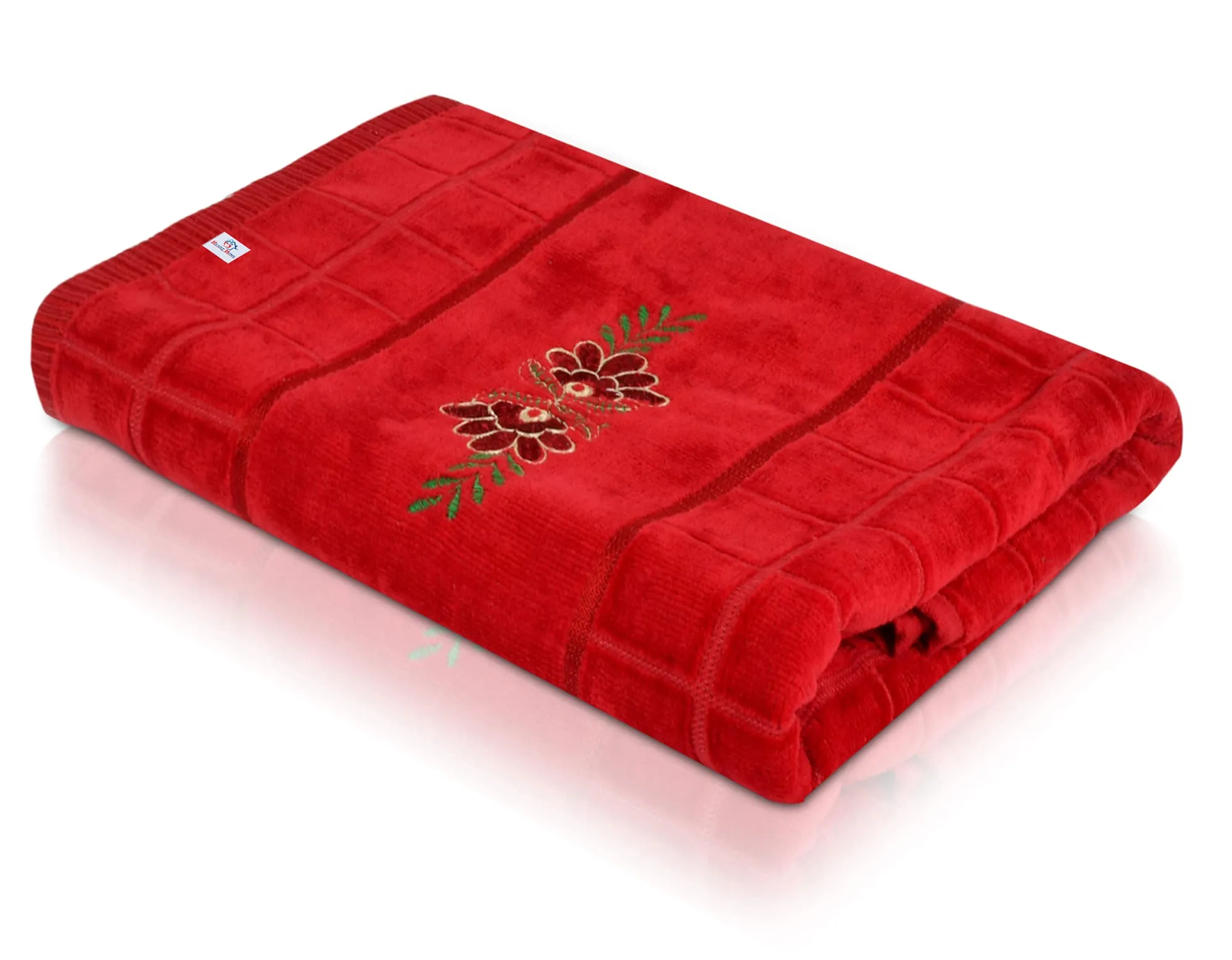 Heart Home Luxurious, Soft Cotton Bath Towel with Check Border, 30"x60"(Red)-HS_38_HEARTH21391