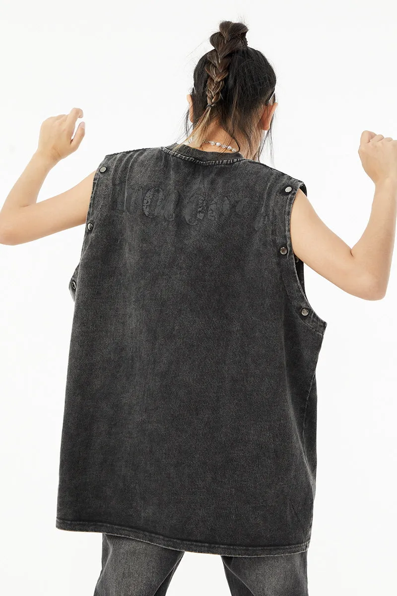 Heavy Wash Detachable Sleeves Vest