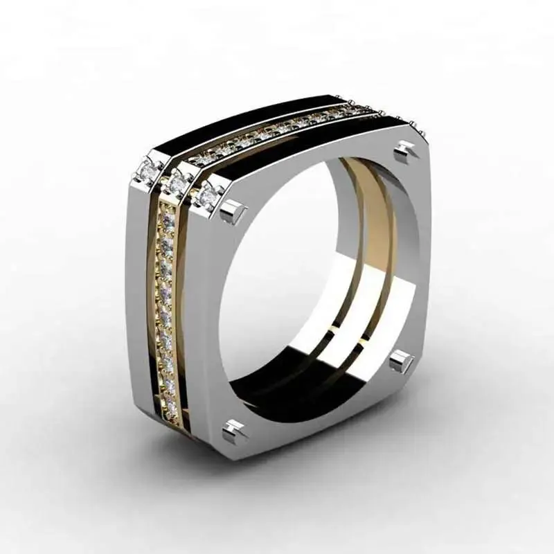 Hot Sale Fashion Men Ring Geometric Punk Square Shaped Heavy Gadget Ring For Cool Boy Fashion Stylish Accessories