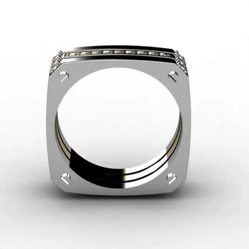 Hot Sale Fashion Men Ring Geometric Punk Square Shaped Heavy Gadget Ring For Cool Boy Fashion Stylish Accessories